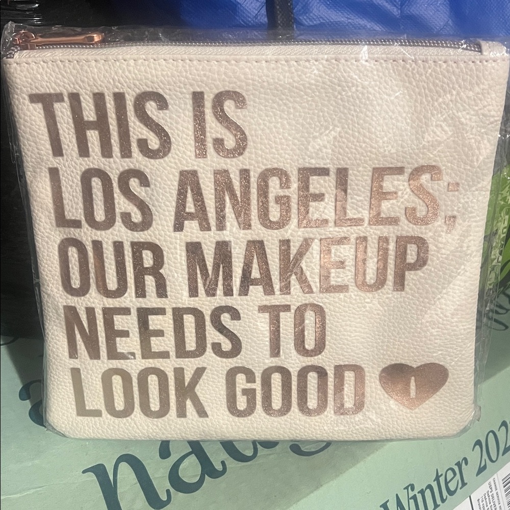 Beige Makeup Pouch with Fun Text - Picture 4 of 4
